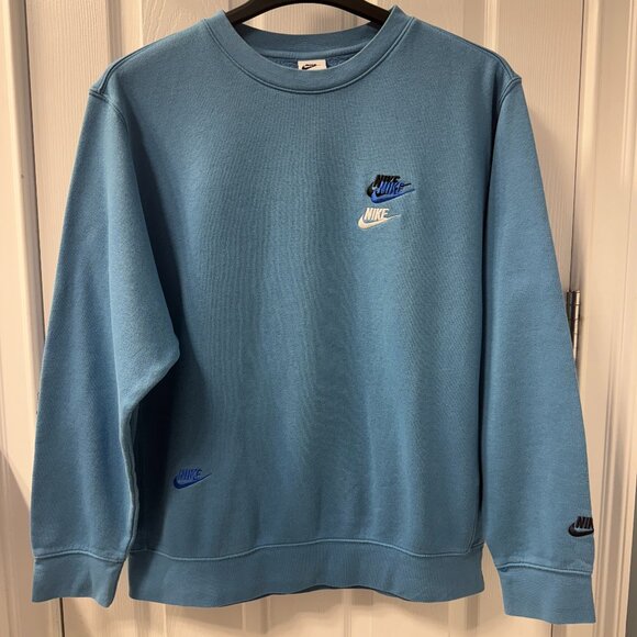 Nike Sport Essentials+ Multi Logo Dutch Blue Crewneck Sweatshirt -Large - Picture 7 of 7